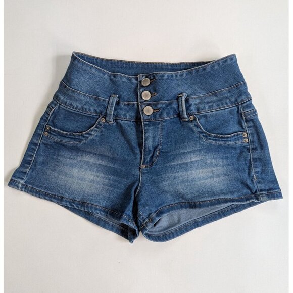 YMI High Rise Triple Button Denim Shorts Size 3/26 - Picture 1 of 8